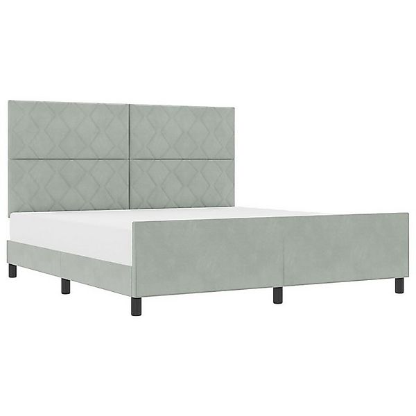 vidaXL Bett Bettgestell in Hellgrau - 180x200 cm Samt (1-tlg) günstig online kaufen