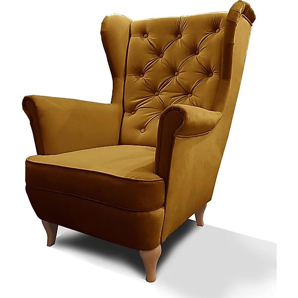 Beautysofa Ohrensessel Sessel FALCO Chesterfield Wohnzimmersessel günstig online kaufen
