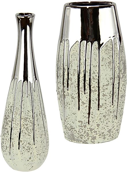 I.GE.A. Dekovase "Dekovase" Keramik 2er Set Trockenblumen Zylinder matt glä günstig online kaufen