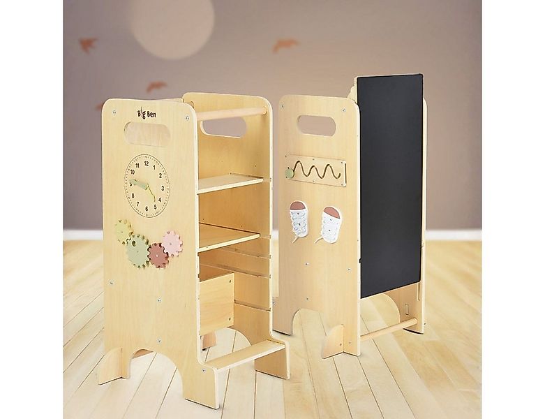 Moni Stehhilfe Kinder Lernturm 4 in 1 Big Ben, Rutsche Tafel Hochstuhl Uhra günstig online kaufen