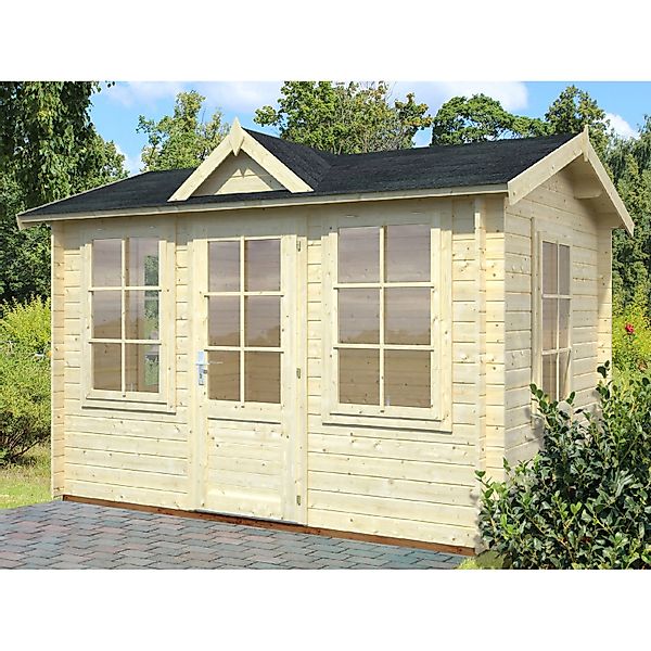 Palmako Claudia Holz-Gartenhaus Natur Satteldach Unbehandelt 320 cm x 240 c günstig online kaufen