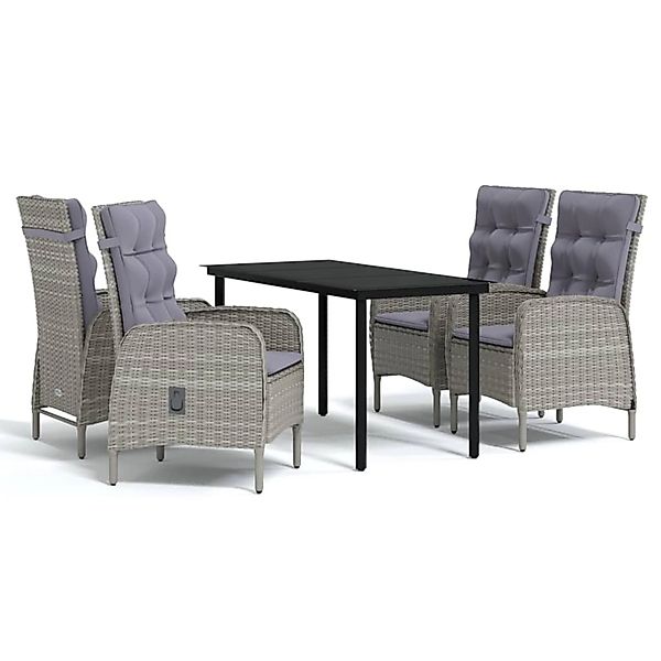 vidaXL 5-Tlg Garten-Essgruppe mit Kissen Grau und Schwarz 3099361 günstig online kaufen