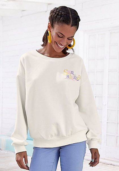 Buffalo Sweatshirt mit Rippbündchen und Sunshine Druck, Loungewear günstig online kaufen