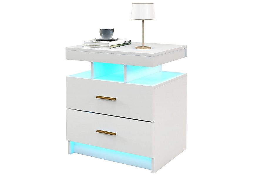 KOMFOTTEU Nachttisch, mit LED-Beleuchtung, 50 x 40 x 58 cm günstig online kaufen