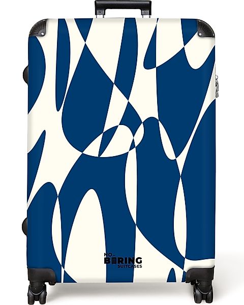 NoBoringSuitcases.com© Hartschalen-Trolley Blau mit weißen abstrakten günstig online kaufen