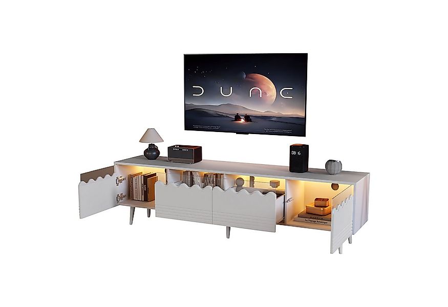 Merax Lowboard mit LED-Beleuchtung und USB-Anschluss (Fernsehschrank Fernse günstig online kaufen
