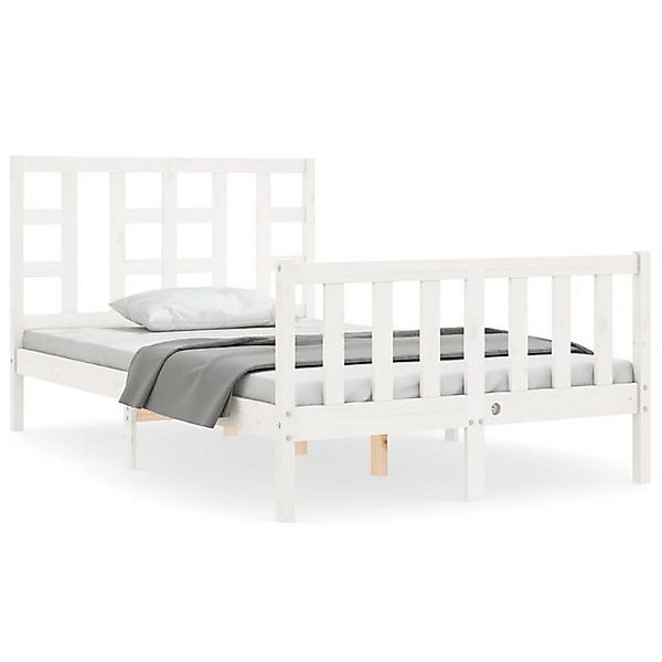 vidaXL Bettgestell, Massivholzbett mit Kopfteil Weiß 120x200 cm günstig online kaufen