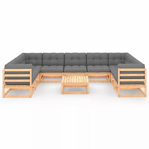 10-tlg. Garten-lounge-set Mit Kissen Massivholz Kiefer günstig online kaufen