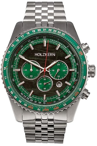 Holzkern Quarzuhr Chronograph Openhorizon Marmor Grün/Silberfarben günstig online kaufen