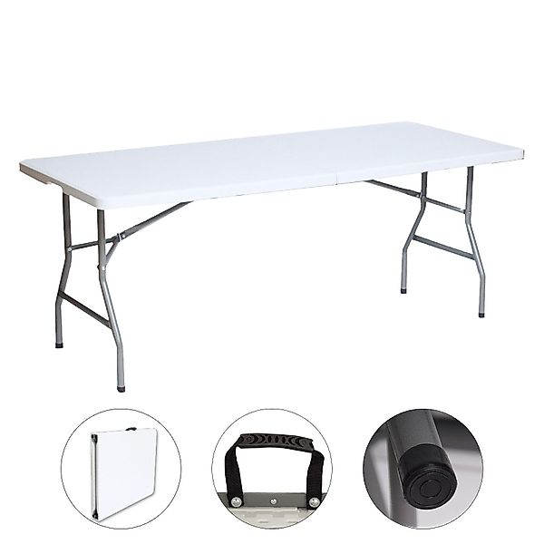 TRUTZHOLM Klapptisch 180x75x74 cm Kunststoff/Stahl Gartentisch günstig online kaufen