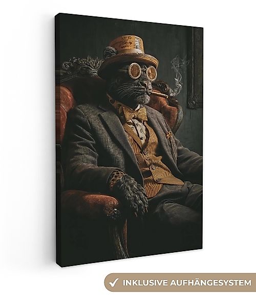 OneMillionCanvasses® Leinwandbild Katze - Anzug - günstig online kaufen