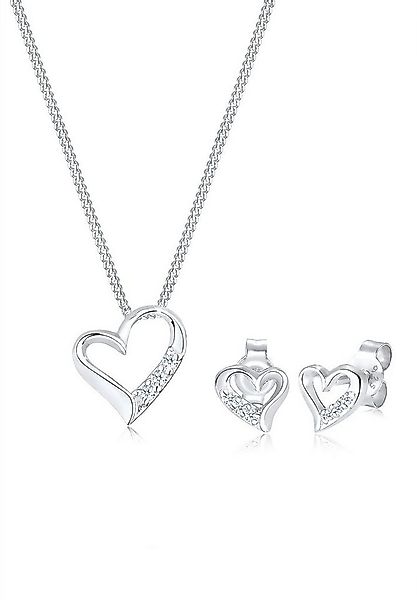 Elli DIAMONDS Schmuckset Set mit Herz Diamant Weiß (0.075 ct) 925 Sterling günstig online kaufen
