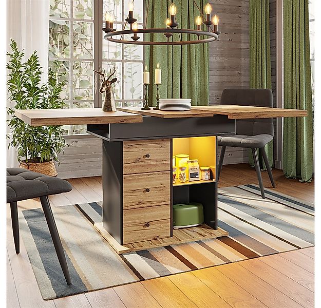 OKWISH Esstisch Verstellbarer Teleskoptisch Küchentisch (mit LED-Beleuchtun günstig online kaufen