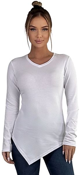 Mississhop Langarmshirt Elegantes Asymmetrisches Longshirt Baumwolle günstig online kaufen