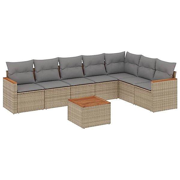 vidaXL 8-Tlg Garten-Sofagarnitur mit Kissen Beige Poly Rattan 3226038 günstig online kaufen