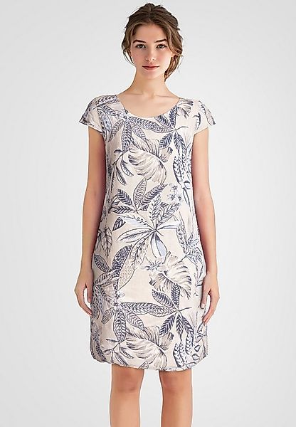 PEKIVESSA Sommerkleid Leinenkleid knielang kurzarm mit floralem Muster günstig online kaufen
