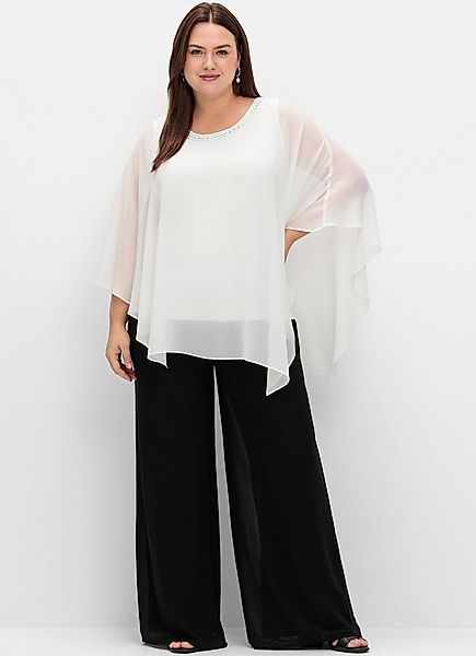 Sheego Jerseyhose Schlupfhose normal mit Chiffon im Lagenlook, gefüttert günstig online kaufen