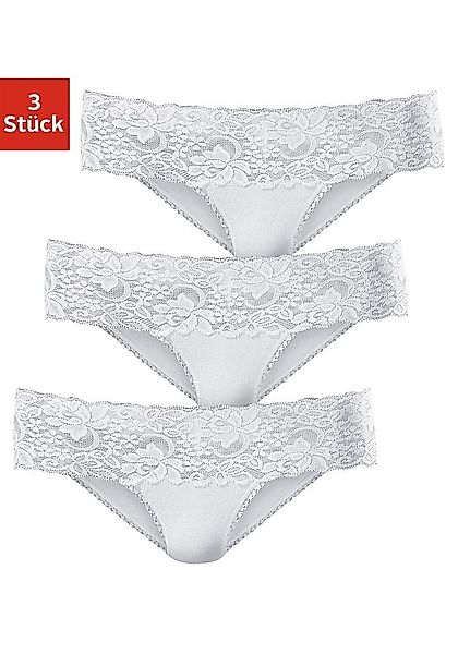 Vivance Brasilslip, (3er-Pack), aus elastischer Baumwolle mit floraler Spit günstig online kaufen