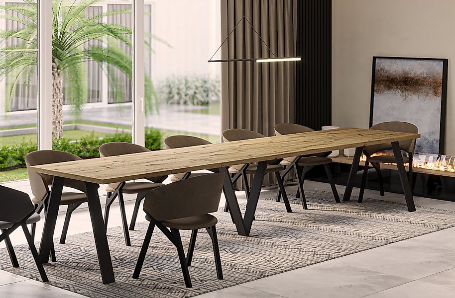 Endo-Moebel Esstisch Lungo XXL 130-405 cm, Metallgestell, ausziehbar, erwei günstig online kaufen