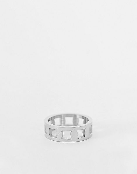Icon Brand – Ring aus Edelstahl in Silberoptik mit Zierausschnitten günstig online kaufen