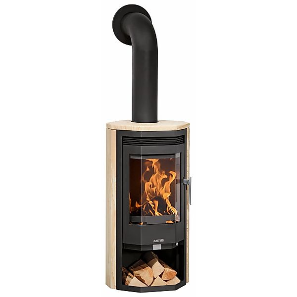 Justus Dauerbrand Kaminofen Usedom 5D Sandstein Schwarz mit Automatik 5kW günstig online kaufen