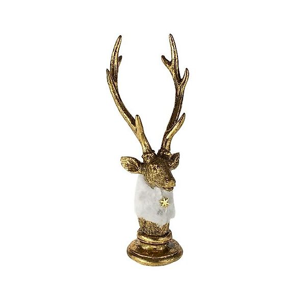 Deko-Objekt HIRSCHBÜSTE 25 cm hoch von Werner Voss Gold / Weiss günstig online kaufen