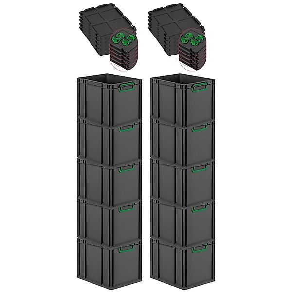 PROREGAL SparSet 10x Eurobox Nextgen Color Mit Auflagedeckel HxBxT 32x30x40 günstig online kaufen