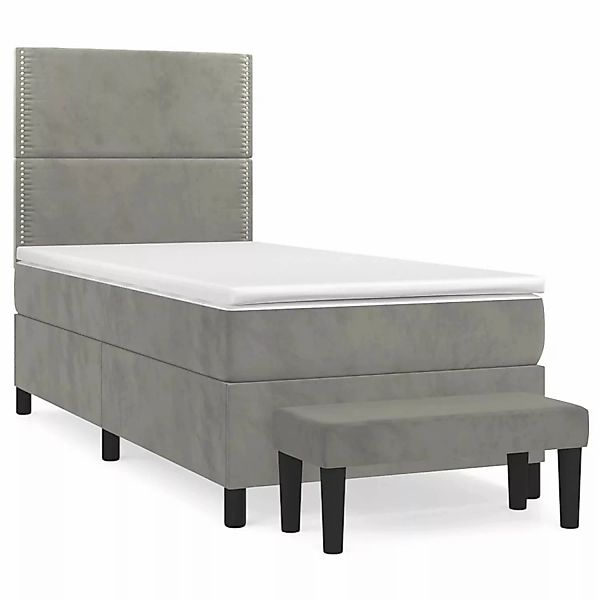 vidaXL Boxspringbett mit Matratze Hellgrau 90x200 cm Samt1350330 günstig online kaufen