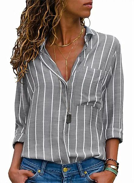 AFAZ New Trading UG Hemdbluse Bluse Damen Langarm Casual Streifen Oberteile günstig online kaufen