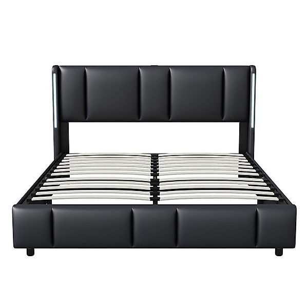 Furnishings Home Polsterbett Stauraumbett Doppelbett LED (TYPE-C + USB, Hyd günstig online kaufen