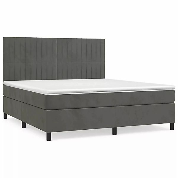 vidaXL Boxspringbett mit Matratze Dunkelgrau 160x200 cm Samt1347926 günstig online kaufen