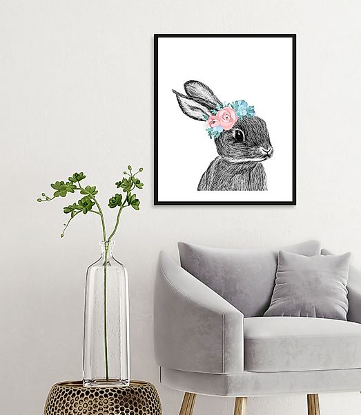 queence Bild »Albert«, Hase-Hasen-Haustiere-Kunst-Ostern-Blumen, (1 St.), H günstig online kaufen