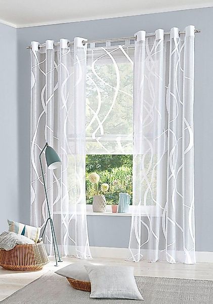 my home Gardine Cellino (2 St), Ösen, transparent, Jacquard, Fertiggardine, günstig online kaufen