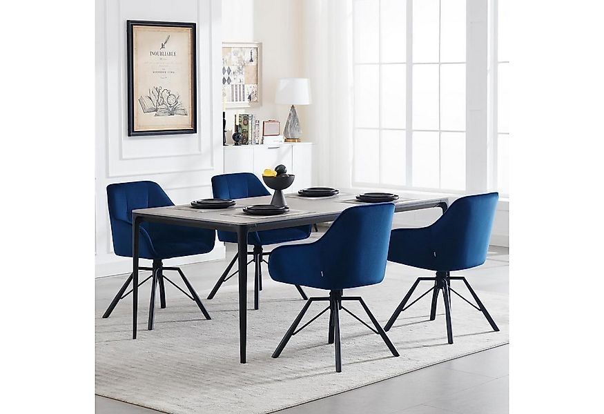 Woltu 4-Fußstuhl (1 St), drehbar Esszimmerstuhl mit Armlehnen Rückenlehne günstig online kaufen