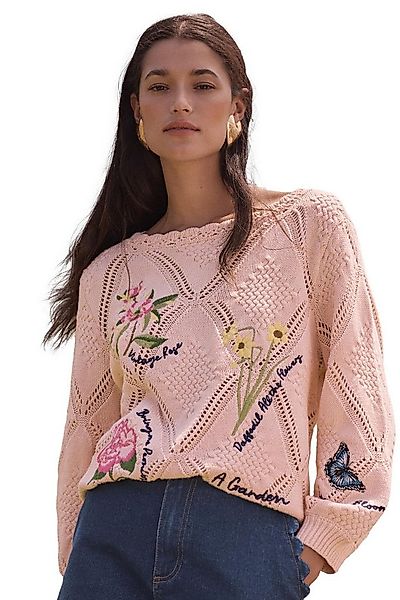 Love & Roses Strickpullover Love & Roses Strickpullover mit Blumen-Stickere günstig online kaufen