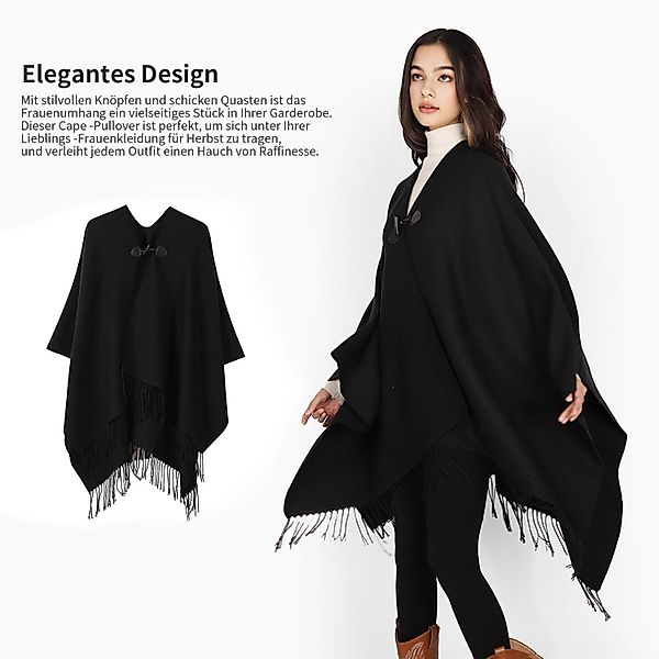 Refttenw Poncho Damen Warm Elegant Poncho,Cardigans günstig online kaufen
