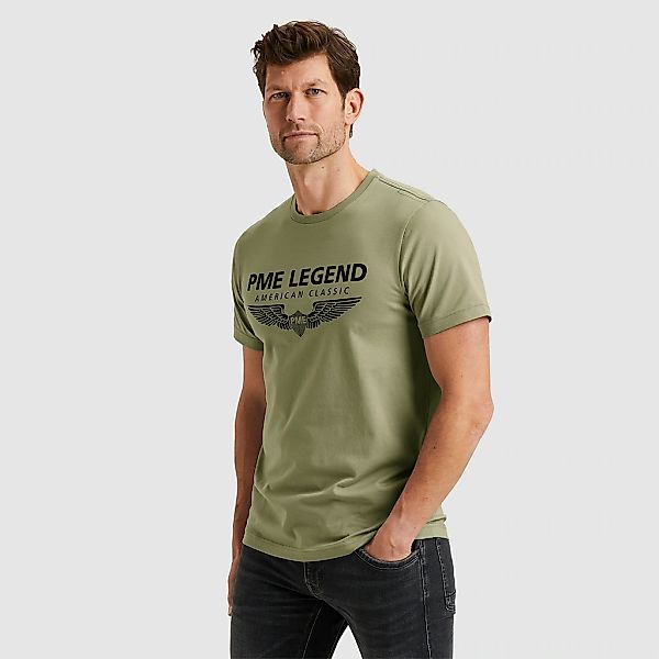 PME Legend Herren Rundhals T-Shirt R-NECK COTTON ELASTHAN LOGO - Regular Fi günstig online kaufen