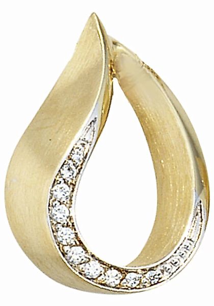 JOBO Kettenanhänger "Anhänger Tropfen", 585 Gold bicolor mit 10 Diamanten günstig online kaufen