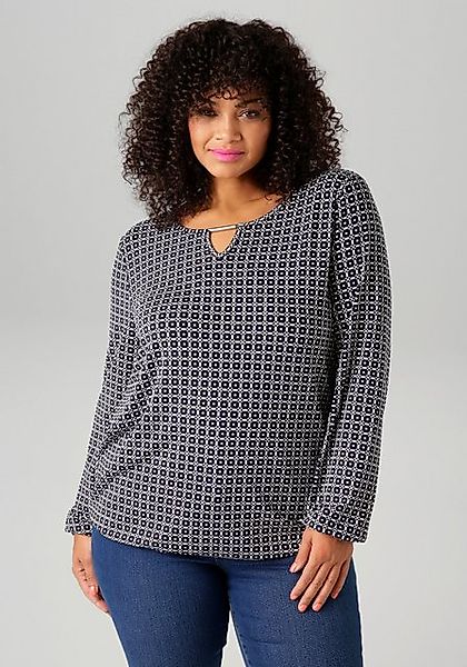 Aniston PLUS Langarmshirt, mit grafischem Alloverdruck günstig online kaufen