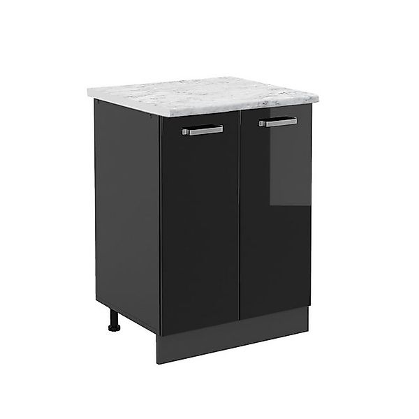 Vicco Küchenunterschrank R-Line Küchenkommode Schwarz Hochglanz 60 cm AP Ma günstig online kaufen