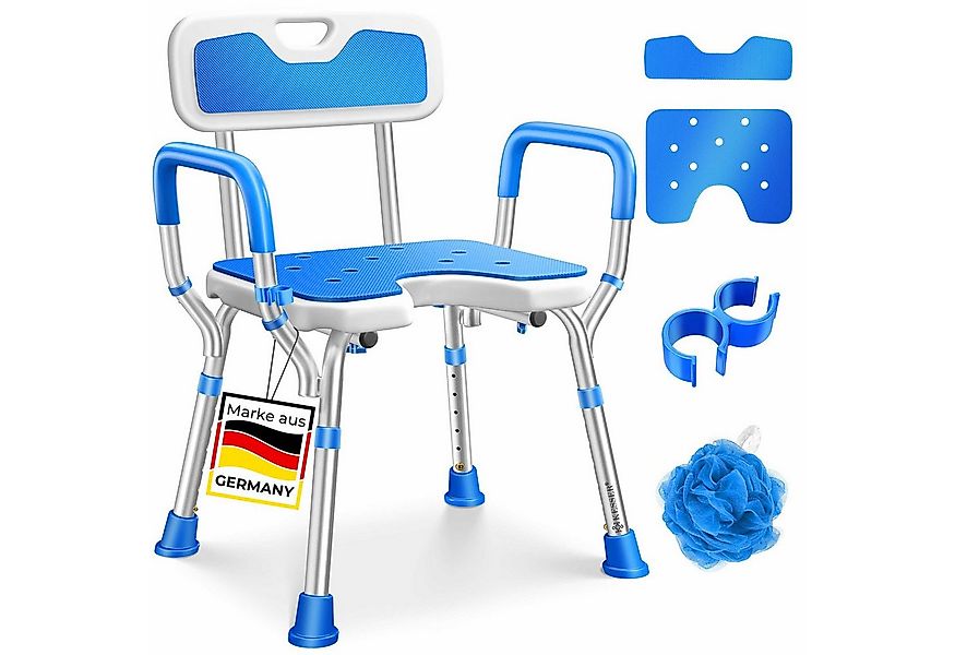 KESSER Badhocker Duschhocker mit Lehne höhenverstellbar in 6 Stufen 38-54cm günstig online kaufen