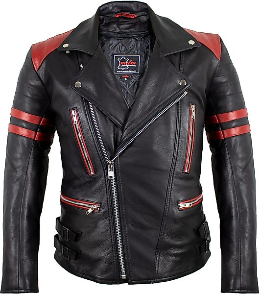 MDM Motorradjacke Herren Retro Lederjacke Motorrad günstig online kaufen