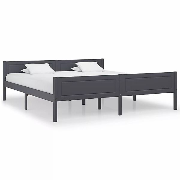 vidaXL Bettgestell Massivholzbett Kiefer Grau 180x200 cm Doppelbett Bett Be günstig online kaufen