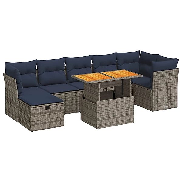 vidaXL 8-Tlg Garten-Sofagarnitur mit Kissen Braun Poly Rattan Akazie 332798 günstig online kaufen