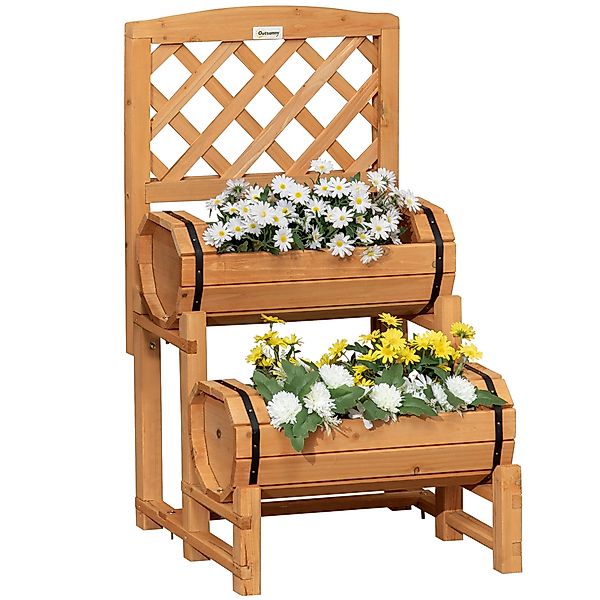 Outsunny Hochbeet Holz Blumenkasten mit Rankhilfe 45 x 45 x 80 cm rustikale günstig online kaufen