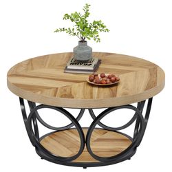 Tribesigns Couchtisch Runde Kaffeetisch Beistelltisch, Industrial günstig online kaufen