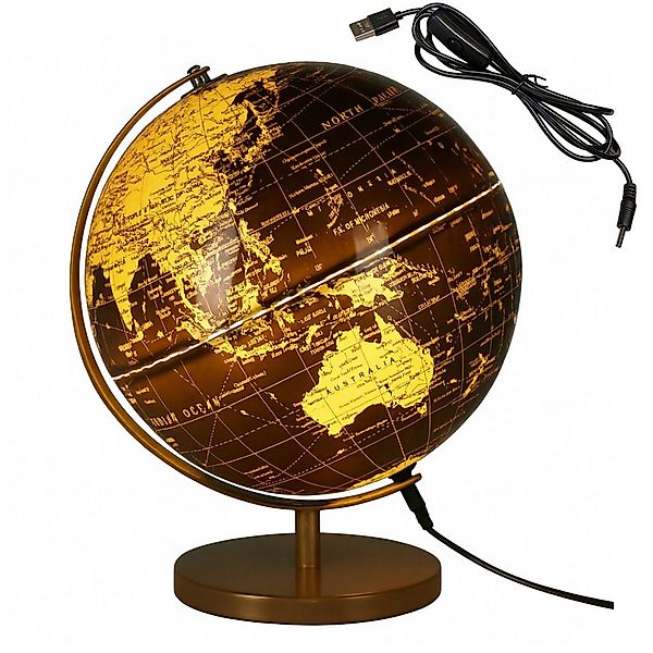 SELF IMPORT AGENCIES Globus Weltkarte Schwarz 31 cm LED Licht 1:52 Mio., (1 günstig online kaufen