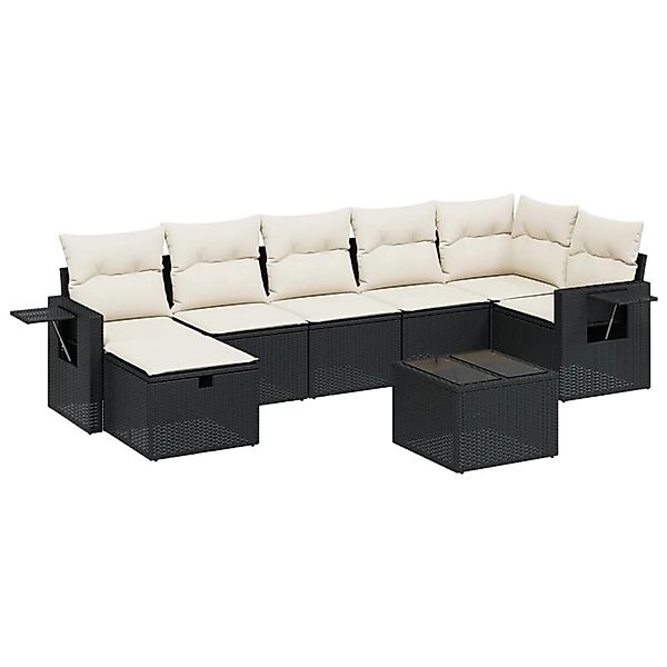 vidaXL 8-tlg Garten-Sofagarnitur mit Kissen Schwarz Poly Rattan Modell 110 günstig online kaufen