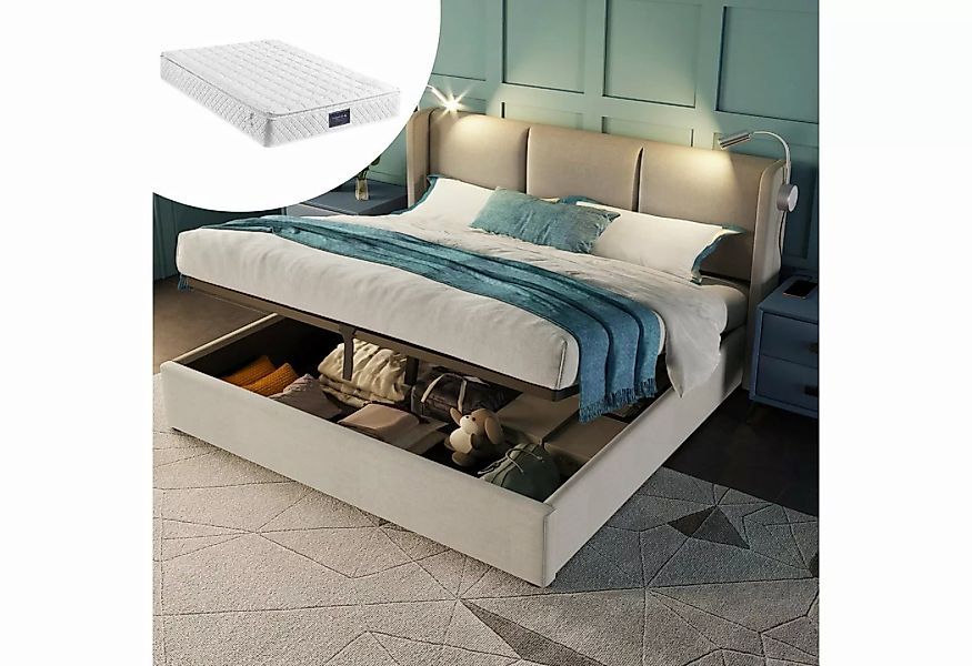 REDOM Polsterbett Doppelbett Stauraumbett Bett (140x200 mit lattenrost(Inkl günstig online kaufen