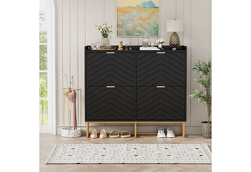 UEV Schuhschrank mit 4 Klappen, Schuhkipper Schmal, Schuhregal mit Metallfü günstig online kaufen